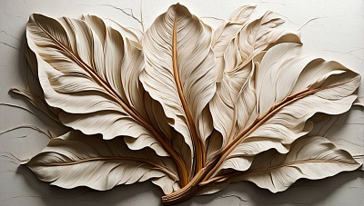 Панно AG-VL-001, Voluminous leaves, Design Studio 3D